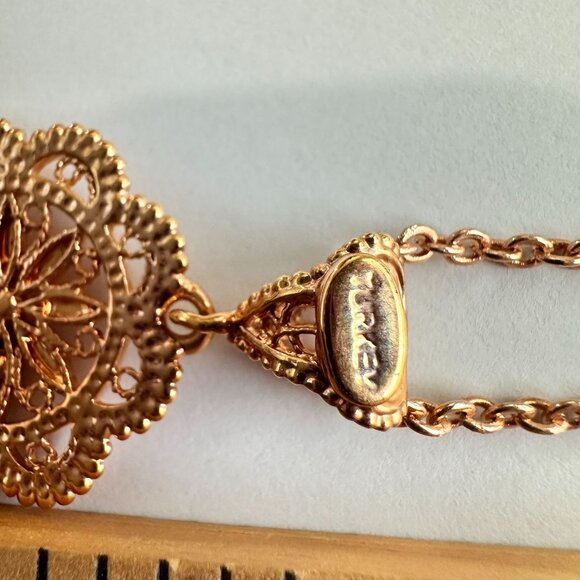 Gold Tone Key Pendant Long 32" Necklace Signed Turkey - Picture 4 of 4